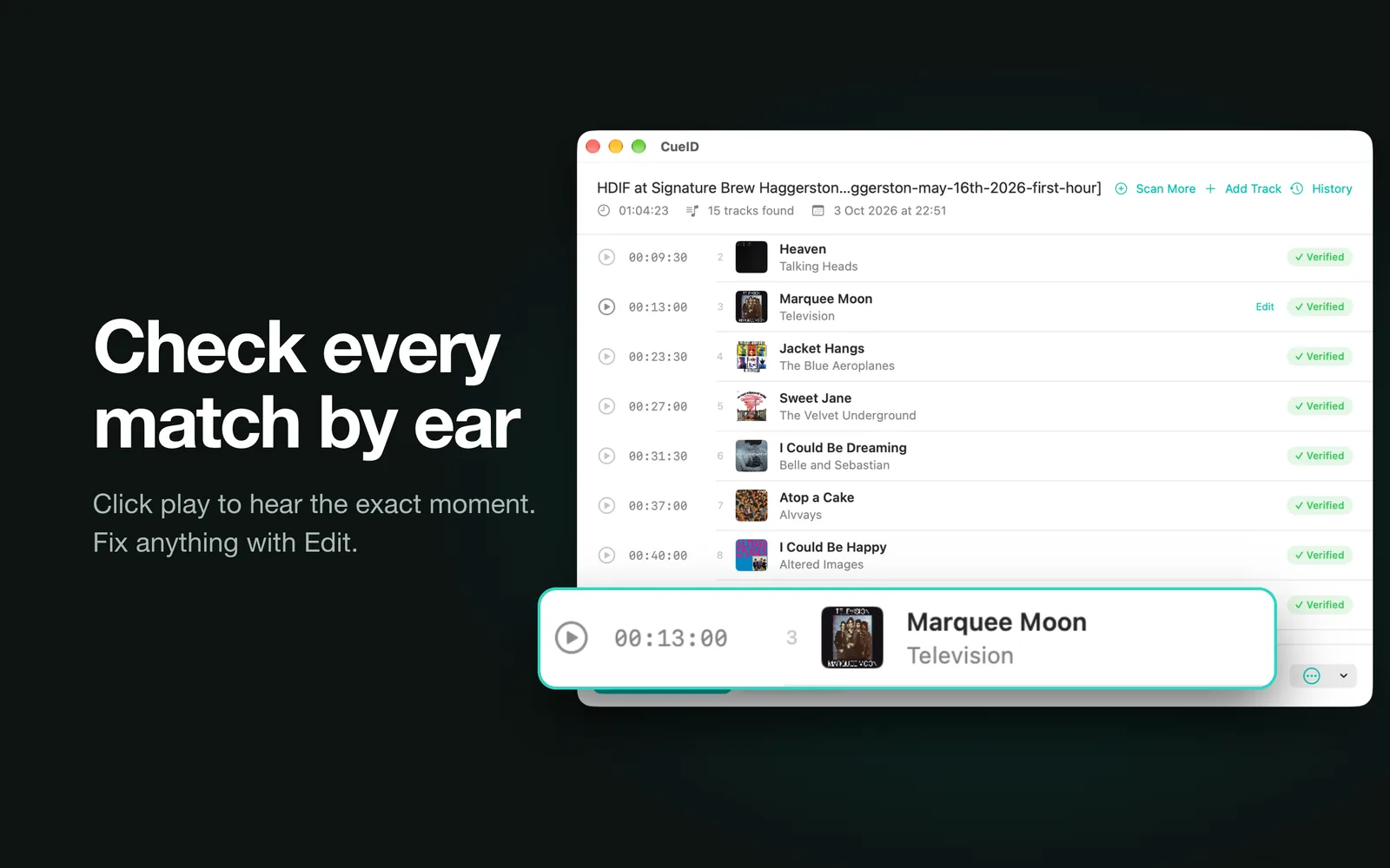 Check every match by ear